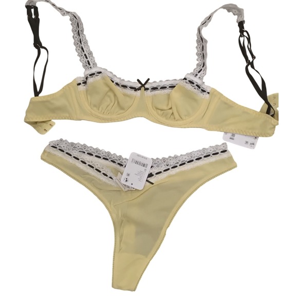 Free People Other - Free People Intimately Pasta Combo Lace Trim Bra and Thong Set Yellow-32 A & M